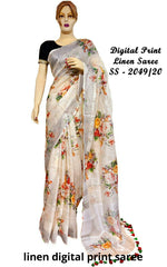 Linen Digital Print Saree SILK ZONE
