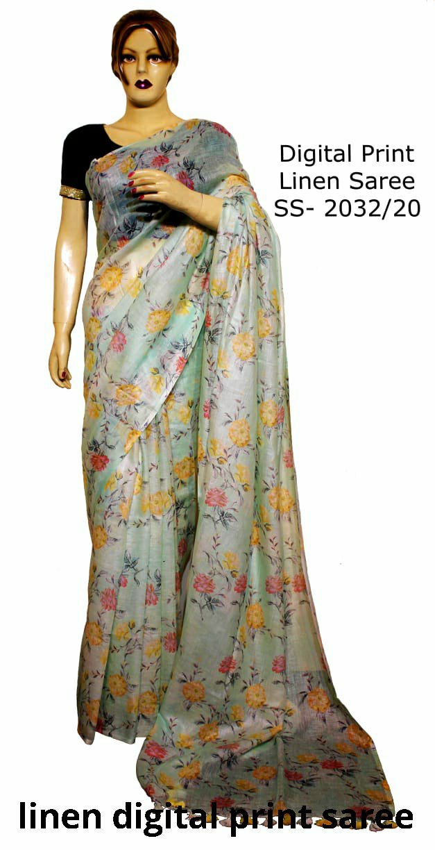 Linen Digital Print Saree SILK ZONE