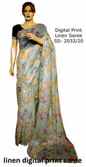 Linen Digital Print Saree SILK ZONE