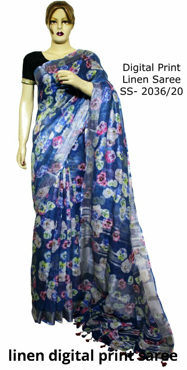 Linen Digital Print Saree SILK ZONE