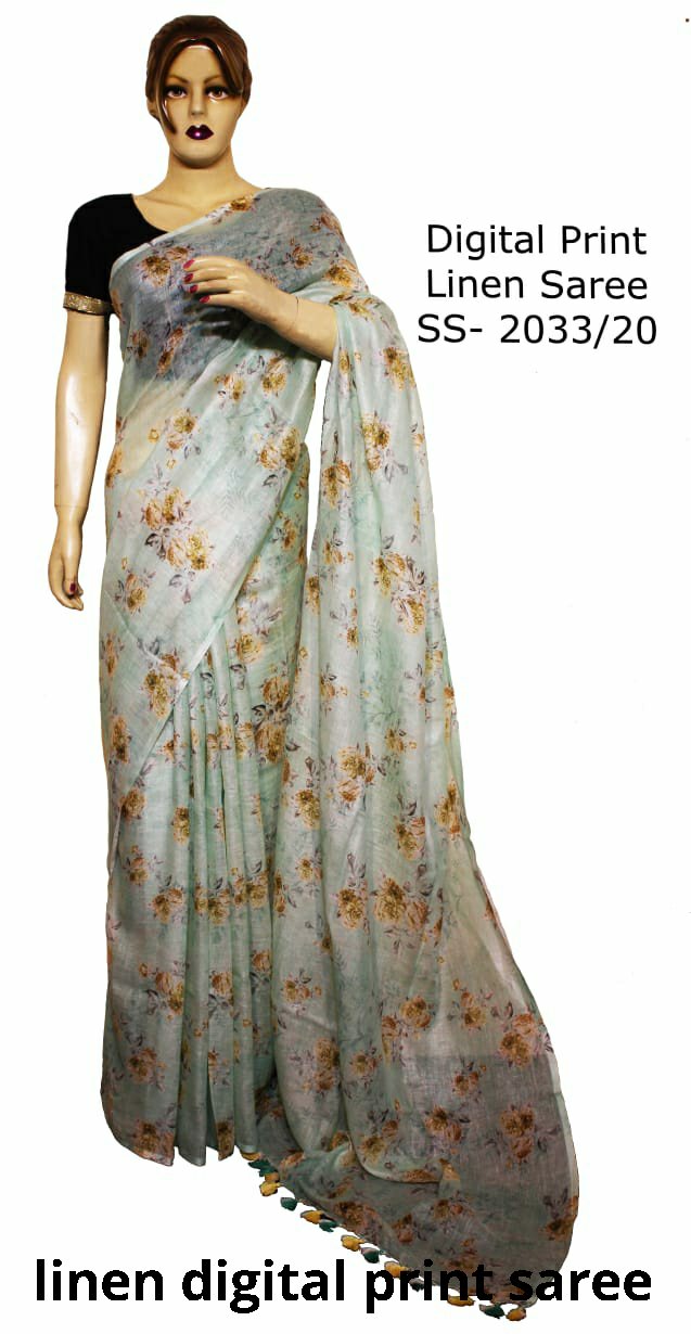 Linen Digital Print Saree SILK ZONE