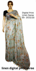 Linen Digital Print Saree SILK ZONE