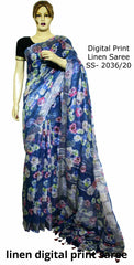 Linen Digital Print Saree SILK ZONE