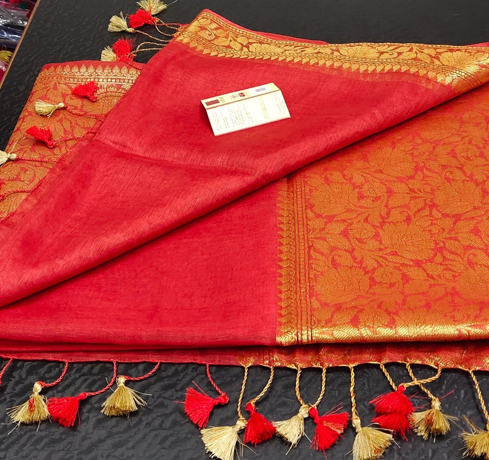 Organza Linen Jacquard Sarees SILK ZONE