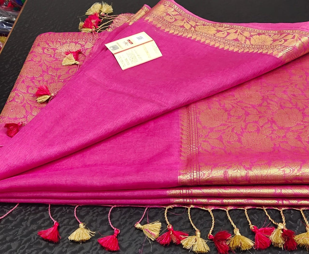 Organza Linen Jacquard Sarees SILK ZONE