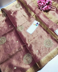 Tissue Linen Embroidery Saree SILK ZONE