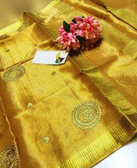 Tissue Linen Embroidery Saree SILK ZONE
