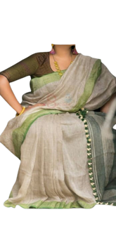 Pure Linen Saree M J HANDLOOM