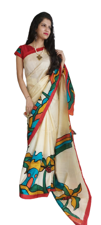 Pure Tussar Silk print saree