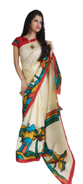 Pure Tussar Silk print saree