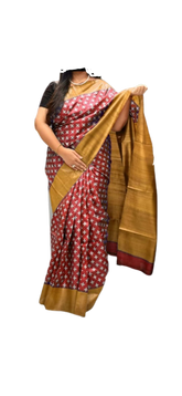 TUSSAR SILK PRINT SAREE