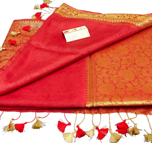 Organza Linen Jacquard Sarees SILK ZONE