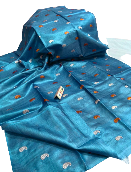 Tussar Handloom Silk Embroidery Saree SILK ZONE