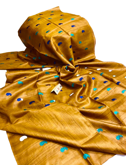 Tussar Handloom Silk Embroidery Saree SILK ZONE