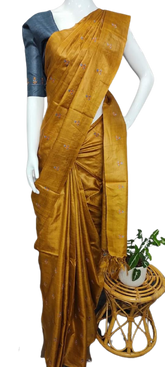 Tussar Handloom Silk Embroidery Saree SILK ZONE