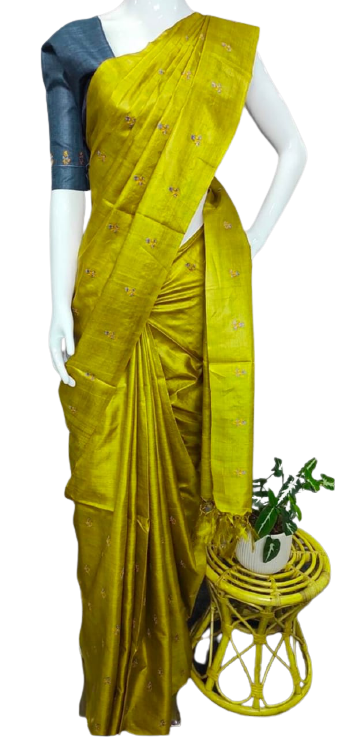Tussar Silk Embroidery Saree SILK ZONE