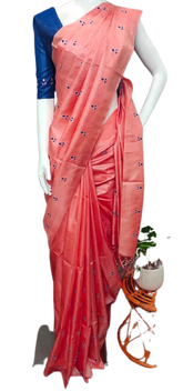 Tussar Handloom Silk Embroidery Saree SILK ZONE