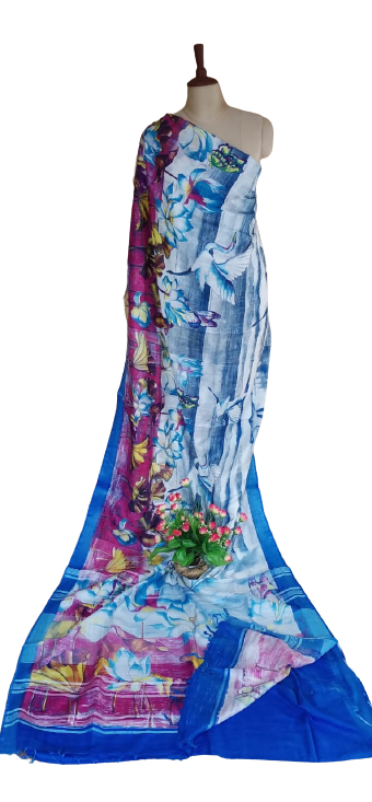 Khadi Linen Prink Saree SILK ZONE