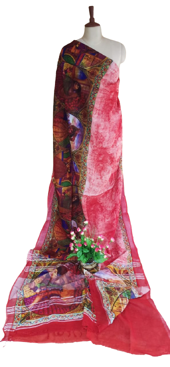 Khadi Linen Prink Saree SILK ZONE