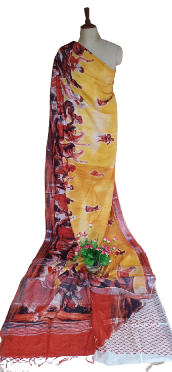 Khadi Linen Prink Saree SILK ZONE