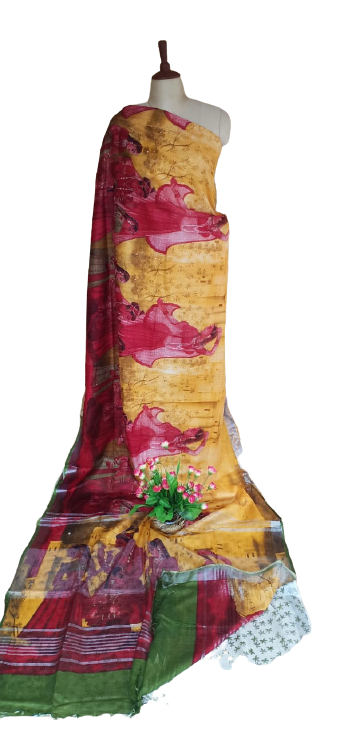 Khadi Linen Prink Saree SILK ZONE