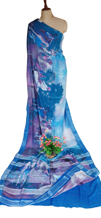 Khadi Linen Prink Saree SILK ZONE