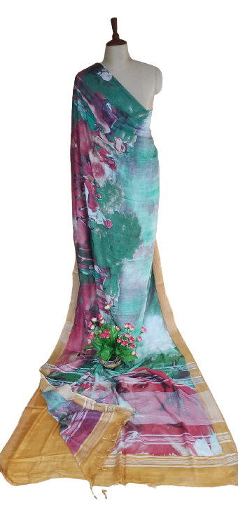 Khadi Linen Prink Saree2 SILK ZONE