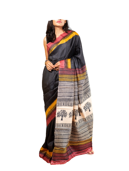 Pure Tussar Silk print saree