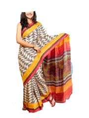 Pure Tussar Silk print saree