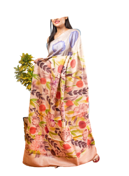 Pure Tussar Silk print saree