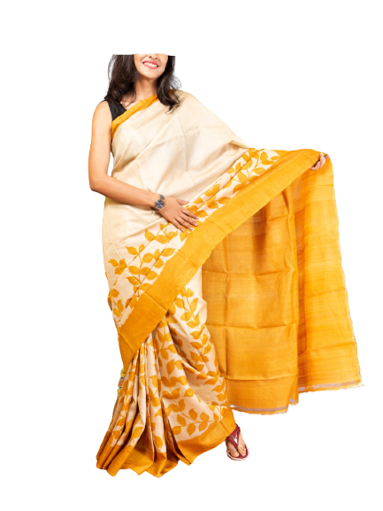 Pure Tussar Silk print saree
