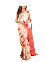 Pure Tussar Silk print saree