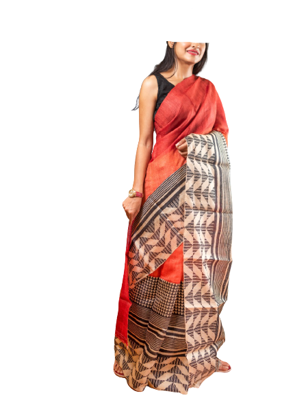 Pure Tussar Silk print saree