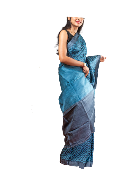 Pure Tussar Silk print saree