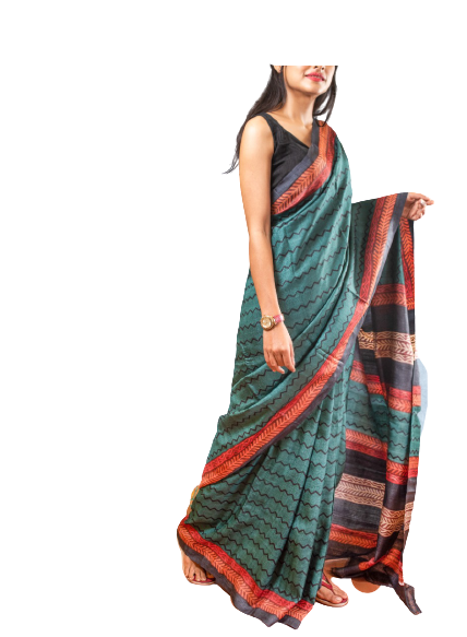 Pure Tussar Silk print saree