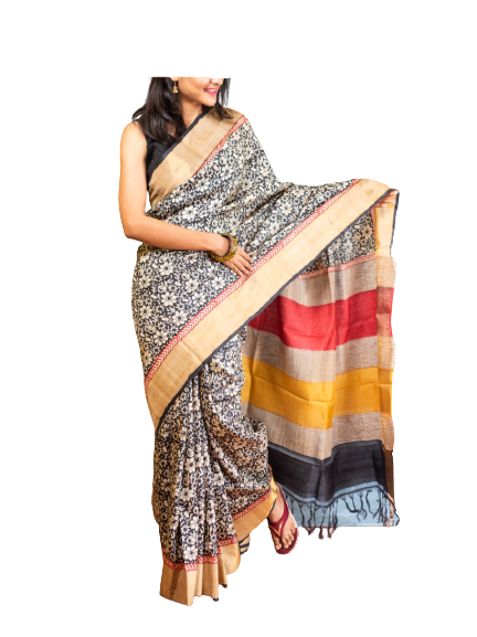 Pure Tussar Silk print saree
