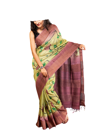 Pure Tussar Silk print saree
