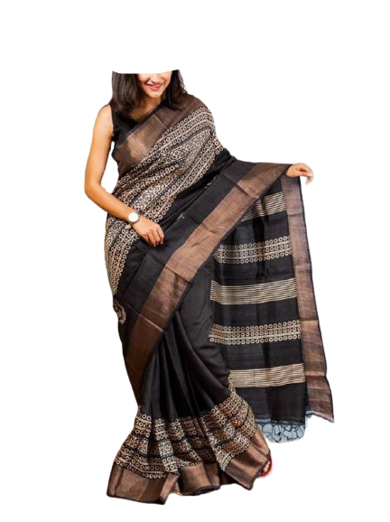 Pure Tussar Silk print saree