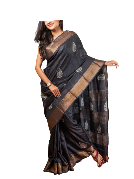 Pure Tussar Silk print saree