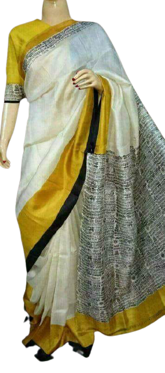 Pure Tussar Silk print saree