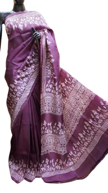 Pure Tussar Silk print saree