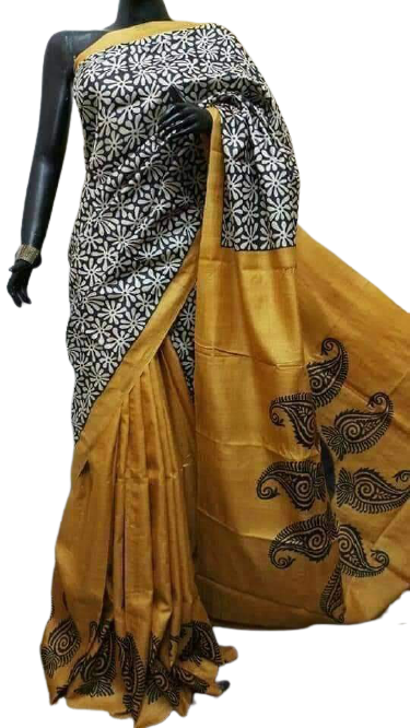 Pure Tussar Silk print saree