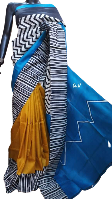 Pure Tussar Silk print saree