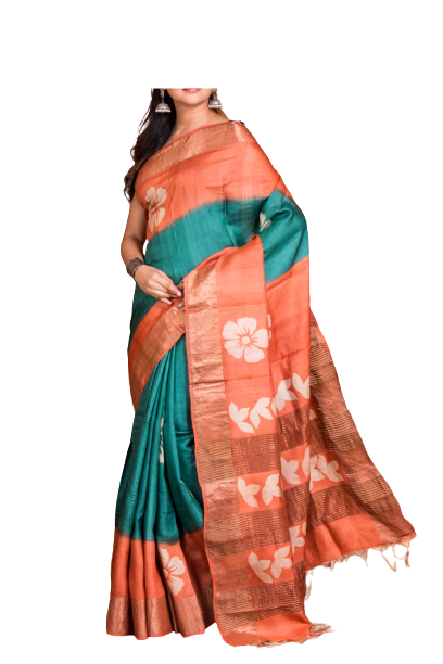 Pure Tussar Silk print saree