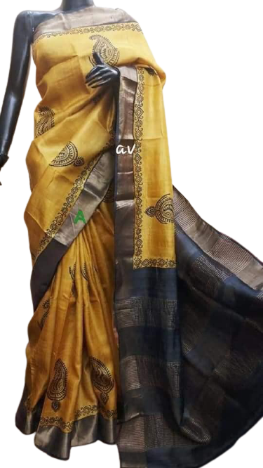 Pure Tussar Silk print saree