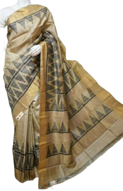 Pure Tussar Silk print saree