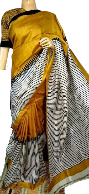 Pure Tussar Silk print saree