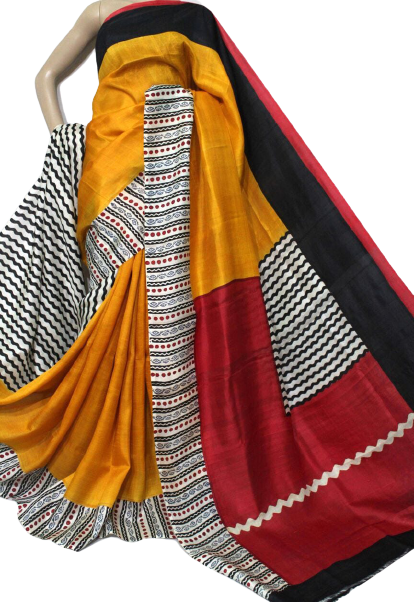Pure Tussar Silk print saree