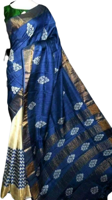 Pure Tussar Silk print saree