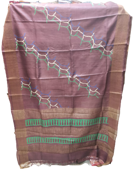 Pure Tussar Silk print saree